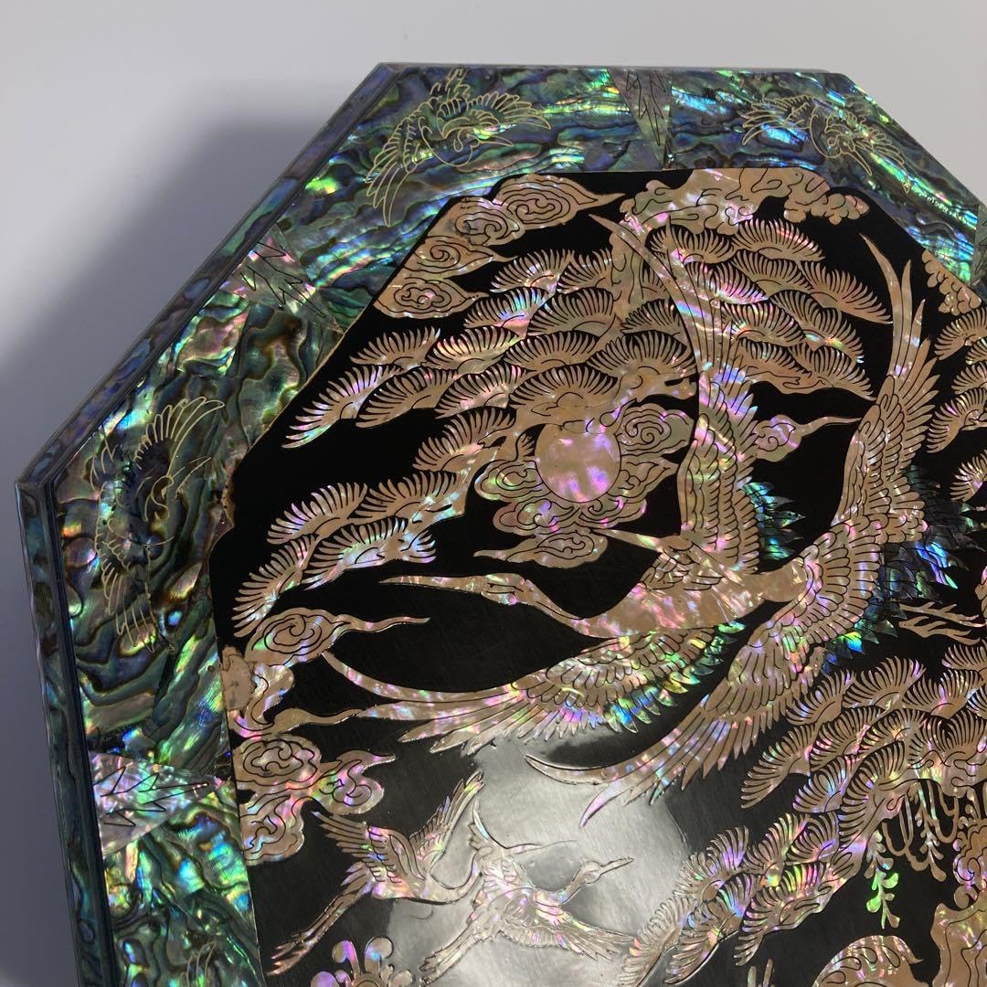 八角木製九節板(クジョルパン) 螺鈿漆器 貝細工 お節正月 縁起物 韓国